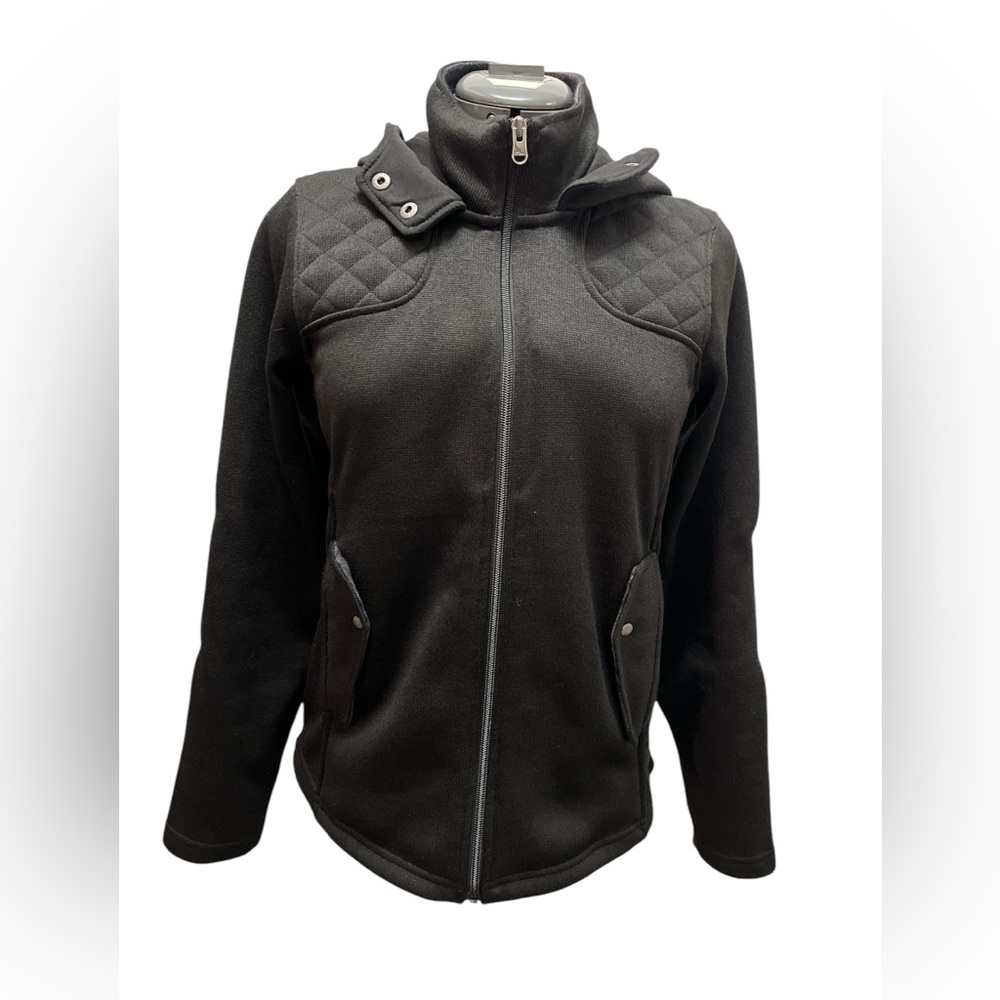 Eddie Bauer Full Zip Black Jacket Hood Size Smalll